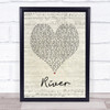 Josh Groban River Script Heart Song Lyric Print