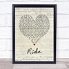 Lana Del Rey Ride Script Heart Song Lyric Print