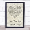 Queen You Take My Breath Away Script Heart Song Lyric Print