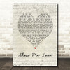 Robin S Show Me Love Script Heart Song Lyric Print