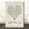 Skinny Living Let Me In Script Heart Song Lyric Print
