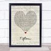 Taylor Swift Fifteen Script Heart Song Lyric Print