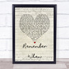 Alan Jackson Remember When Script Heart Song Lyric Quote Print