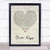 Calvin Harris & Dua Lipa One Kiss Script Heart Song Lyric Quote Print