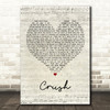Dave Matthews Band Crush Script Heart Song Lyric Quote Print