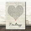 George Michael Fantasy Script Heart Song Lyric Quote Print