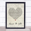 Jason Mraz Have It All Script Heart Song Lyric Quote Print
