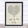 Shawn Mendes Life Of The Party Script Heart Song Lyric Quote Print