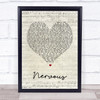Shawn Mendes Nervous Script Heart Song Lyric Quote Print