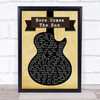 The Beatles Here Comes The Sun Black Guitar Song Lyric Quote Print