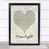 Ali Gatie Moonlight Script Heart Song Lyric Print