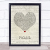 Ariana Grande NASA Script Heart Song Lyric Print