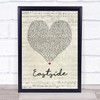 benny blanco, Halsey & Khalid Eastside Script Heart Song Lyric Print