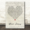 Blur Blue Jeans Script Heart Song Lyric Print