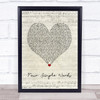 Frank Turner Four Simple Words Script Heart Song Lyric Print
