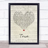 George Strait TRUE Script Heart Song Lyric Print
