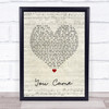 Kim Wilde You Came Script Heart Song Lyric Print