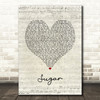 Maroon 5 Sugar Script Heart Song Lyric Print