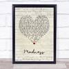 Muse Madness Script Heart Song Lyric Print