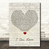 Pink I Am Here Script Heart Song Lyric Print