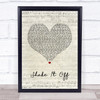 Taylor Swift Shake It Off Script Heart Song Lyric Print