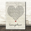 Turnpike Troubadours Evangeline Script Heart Song Lyric Print