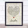 Westlife Smile Script Heart Song Lyric Print