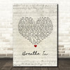 Daddy Was A Milkman Breathe In Script Heart Song Lyric Music Art Print