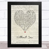 Eddie Vedder Without You Script Heart Song Lyric Music Art Print