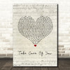 Ella Henderson Take Care Of You Script Heart Song Lyric Music Art Print