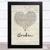 Jess Glynne Broken Script Heart Song Lyric Music Art Print