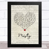Johnny Mathis Misty Script Heart Song Lyric Music Art Print