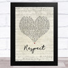 Aretha Franklin Respect Script Heart Song Lyric Music Art Print