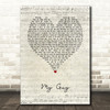 Mary Wells My Guy Script Heart Song Lyric Music Art Print