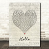 Mohombi Hello Script Heart Song Lyric Music Art Print