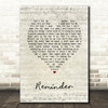 Mumford & Sons Reminder Script Heart Song Lyric Music Art Print