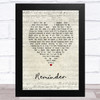 Mumford & Sons Reminder Script Heart Song Lyric Music Art Print