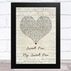 Paul Weller Sweet Pea, My Sweet Pea Script Heart Song Lyric Music Art Print