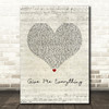Pitbull Give Me Everything Script Heart Song Lyric Music Art Print