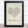 Rainbow All Night Long Script Heart Song Lyric Music Art Print