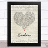 Trisha Yearwood Broken Script Heart Song Lyric Music Art Print