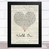 U2 Walk On Script Heart Song Lyric Music Art Print