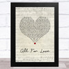 Bryan Adams with Rod Stewart & Sting All For Love Script Heart Song Lyric Music Art Print