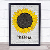 Coldplay Yellow Grey Script Sunflower Song Lyric Print