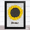 Edward Sharpe & The Magnetic Zeros Home Grey Script Sunflower Song Lyric Music Art Print