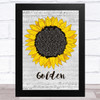 Harry Styles Golden Grey Script Sunflower Song Lyric Music Art Print