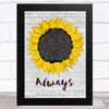 The Snuts Always Grey Script Sunflower Song Lyric Music Art Print
