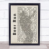 Garth Brooks Beer Run Shadow Song Lyric Quote Print