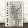 Garth Brooks Workin' For A Livin' Shadow Song Lyric Quote Print