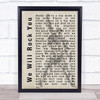 Queen We Will Rock You Freddie Mercury Silhouette Song Lyric Quote Print